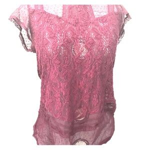 Maurices lace top shirt dark maroon
